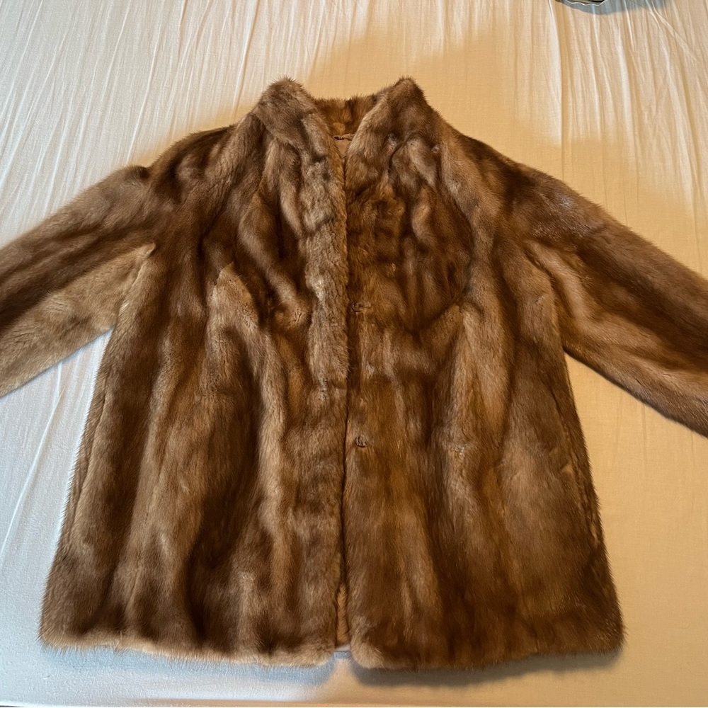 REAL mink fur coat. Light brown.